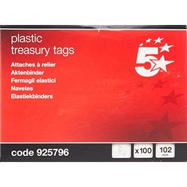 5 Star Treasury Tags Plastic-ended 102mm Orange [Pack of 100]