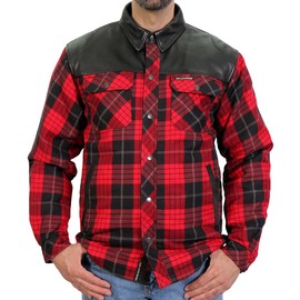 Hot Leathers Men's Long Sleeve Flannels for Motorcycle Riding (Jkm3201-red-black, 3X-Large)