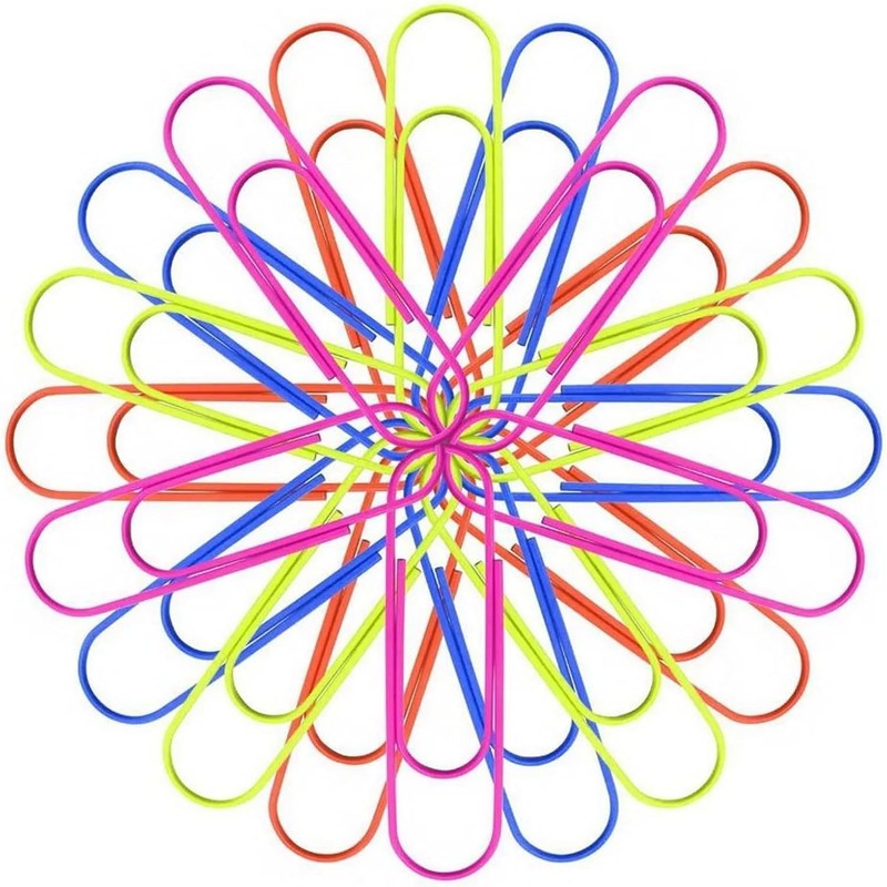 Clips de papel grandes, 50 clips de papel gigantes, multicolores,