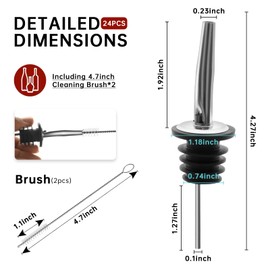12/24/48 Pack Pour Spouts for Liquor Bottles, Liquor Pour Stainless Steel Classic Bottle Speed Pourers with Tapered Spout，Free Flow Pourers，Most Fit Classic Bottle's Lip 3/4" (24PC)
