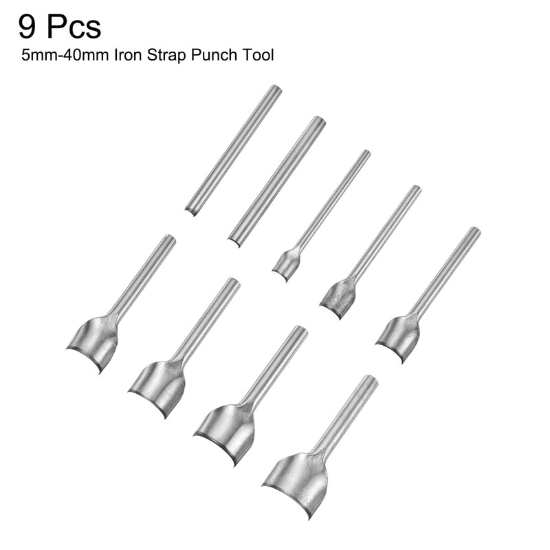 sourcing map 9pcs Half-Round Leather Punch, 5mm-40mm, Leather Cutter Arch