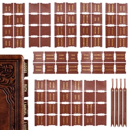 URROMA Retro Laminated Bible Tabs Set with 6 Leather Bookmark, Brown Leather Bible Tabs for Easy Navigation Bible Index Tabs Bible Study Supplies Tool for Women&Men