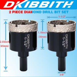 1 1/2" Diamond Hole-Saw Bits with Pilot Drill Bit - 1.5" Diamond Tipped Tile Hole Saws with Guiding Bit for Accurate Drilling, for Porcelain Tile Ceramic Pottery Granite Stone Glass Bottles 38mm