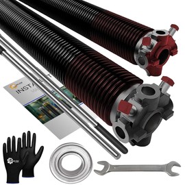 Pair of 1.75" Garage Door Torsion Spring Set Heavy Duty 5-Year Warranty with 1" Steel Bearing, Non-Slip Winding Bars, Gloves & Wrench Precision E-Coating for Replacement Min 30,000 Cycles 234x1.75x35