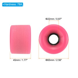 PATIKIL 65mm 78A Longboard Wheels Soft, 4 Pack Cruiser Wheels Street Wheels for Skateboards Skateboard Wheel PU Frosted, Pink