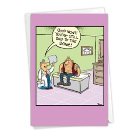 NobleWorks - 1 Get Well Card with Envelope - Doctor Diagnose Sick Biker Funny Cartoon Comic - Bad To The Bone C9282GWG