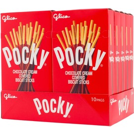 Pocky Chocolate Biscuit Sticks – Classic Chocolate-Covered Crunchy Snack, Mess-Free and Perfect for Sharing – (Pack of 10)