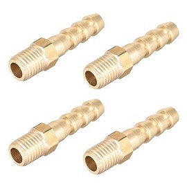 sourcing map Brass Metric Barb Connector Hose Nozzle 6mm x M8 x 1 (Pack of 4)