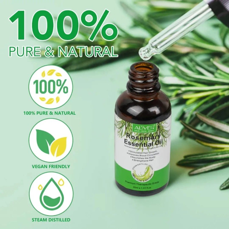 Aceite Romero Crecimiento Capilar Pestañas Cejas Stock Caída de 30mL