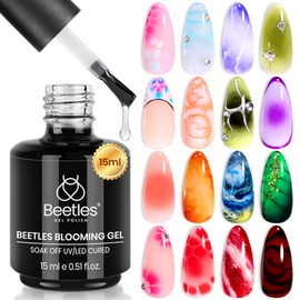 Beetles Blooming Gel 15ml Clear Uv Led Blossom Nails Gel Polish for Spreading Effect Marble Natural Stone Watercolor Floral Print Soak off Diy Nail Art Design Manicure Gift for Women