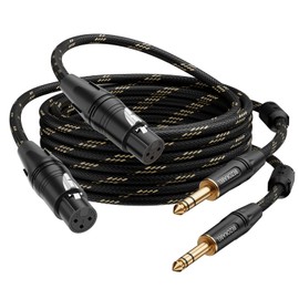 BEZOKABEL XLR to 1/4 Cable, XLR Female to 1/4 Cable 25FT 2Pack, TRS to XLR 1/4 inch (6.35mm) Cable, Quarter Inch to XLR Balanced Microphone Cable