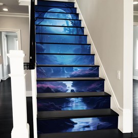 REDAMANCY Abstract Colorful Fluid Geometric Marble Pink/Orange/Blue/Green Peel and Stick Vinyl Stair Riser Decals Staircase Tile Stickers Decor Modern Marble Decoration Self-Adhesive(14 Pcs)