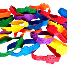 Dondor Paw Print Rubber Bracelets, 'You are Pawsome' Rubber Bracelet Party Favors (YOU ARE PAWSOME - 24 Pack)