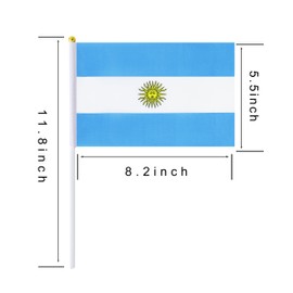Paquete de 25 banderas pequeñas de mano con bandera argentina, bandera argentina, bandera redonda de país, suministros de decoración de fiesta para desfiles, Copa del Mundo, eventos de festivales, festival internacional