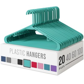 Clothes Hangers Plastic 20 Pack - Aqua Plastic Hangers - Makes The Perfect Coat Hanger and General Space Saving Clothes Hangers for Closet - Percheros Ganchos para Colgar Ropa Hangars