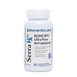 Serra-RX 80,000 SPU Serrapeptase - Acid-Resistant Proteolytic Systemic Enzyme, Non-GMO, Gluten Free, Vegan, Supports Sinus & Lung Health, 90 Veg Capsules