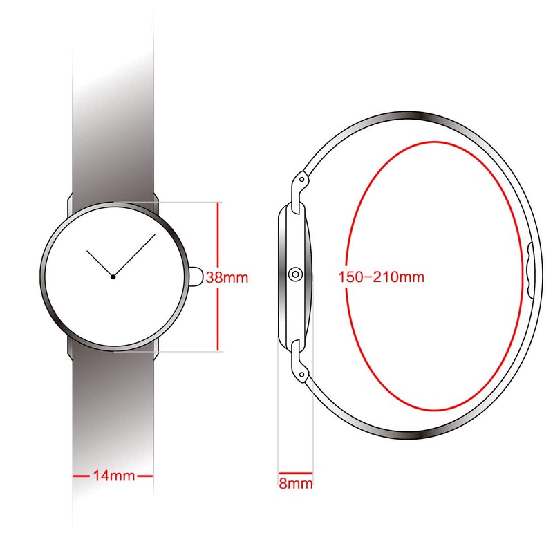 Alienwork SK Minimalist Women's Ultra Flat Elegant Watch, Rose Gold/White/Mesh