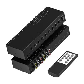 8-in-1 HDMI/AV Switch with Remote Control, 4K@60Hz 4:4:4, 4×HDMI & 4×RCA Inputs to 1×HD MI Output, HDR10/Dolby Vision, 18Gbps, 3D Support for TV/Projector/Monitor