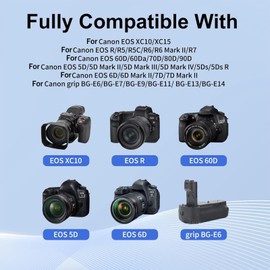 2-Pack LP-E6NH / LP-E6 Battery and LED Dual Charger Set, forCanon EOS R R5 R6 R7 5D Mark II III and IV 90D 70D 5Ds 6D 5Ds 80D 7D 60D 5Ds MKii, MKii MKiii MKiv 5D4 Digital Camera Battery