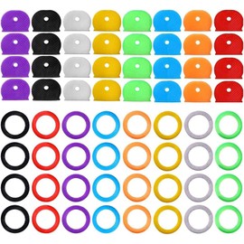 64pcs Key Cap Cover, BetterJonny Colorful Rubber Flexible Key Covers Key Identifier Tag Covers Ring Labels for Keys Organization
