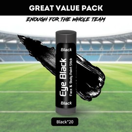 20 Pack Eye Black Stick for Sports, Anti-Glare Under Eye Black for Baseball Football Softball, Sweatproof Sports Face Paint for Athletes, Team, Game Day & Fans (All Black)