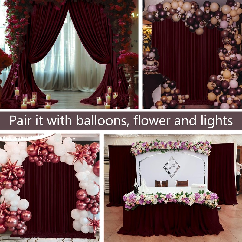 KUKUSOUL 10x10FT Wedding Curtain Backdrop Burgundy Curtains for Parties Wedding