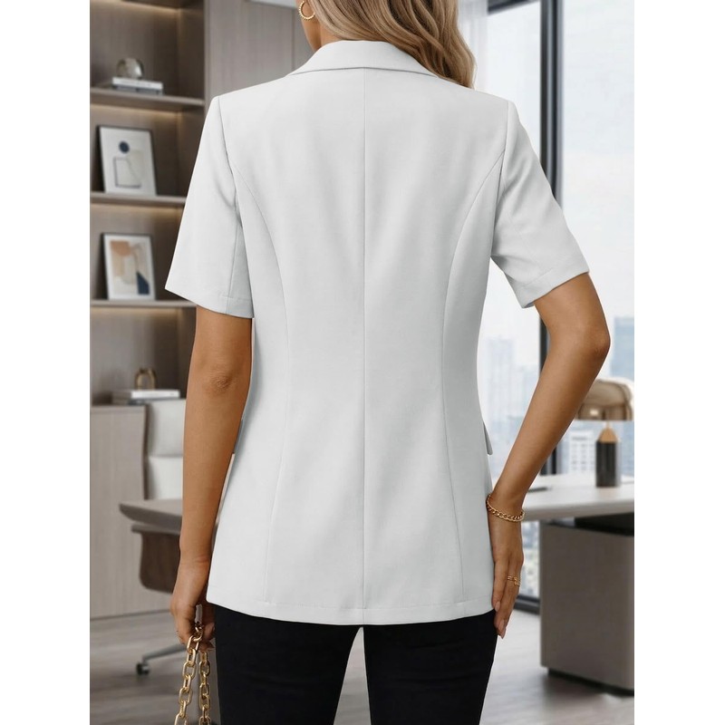 Mina Self Short Sleeve Blazer Jacket for Women 2026 White