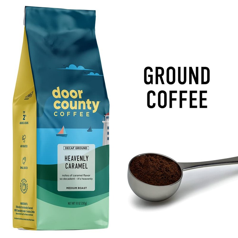 Door County Coffee Heavenly Caramel Decaf Flavored Coffee - 10oz