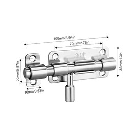 Pack of 2 Stainless Steel Sliding Bolt Door Bolt - Small Sliding Lock Bolt Bolt Door Lock Security Door Bolt Sliding Lock Outdoor Door Bolt for Shed