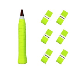 APSSTARI Tennis Racket Overgrip, 6-Pack Precut Anti-Slip Grip Tape, Dry-Feel (Hihg-Vis Green)