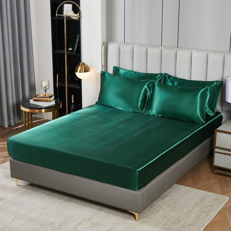 Bedding_Dreamer Satin Comforter Set with Sheet Set Queen Silk Like