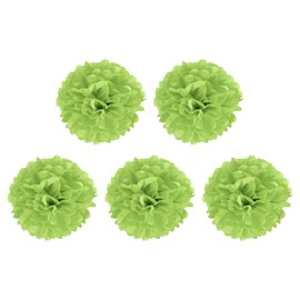 M METERXITY 5 Pack Tissue Pom Poms Flowers - Wedding Decoration, Durable & Beautiful, Apply to Birthday/Party/Wedding (8 Inches, Lime Green)