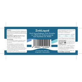 Zinc Drops - Zinc 4-Way Complex 100 ml (2000 Drops) with Zinc Sulphate and Zinc Bisglycinate - High Dosage, Alcohol-free, Vegan & Produced in Germany - (with Pipette)