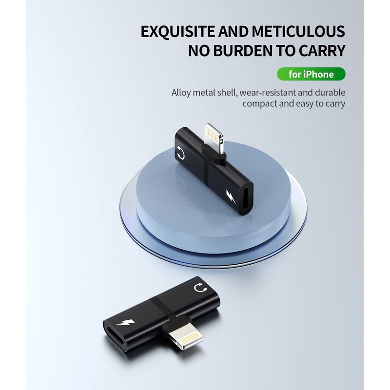 Hoyulli Dual Lightning Headphone Adapter, 4 in 1, Apple MFi
