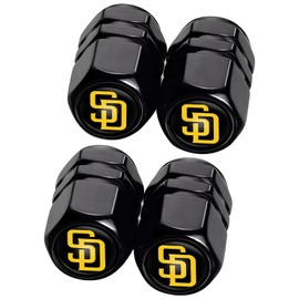 4Pcs Padres Car Tire Valve Stem Caps, Aluminum Auto Tire Valve Caps for Padres Baseball Fans,Universal Stem Covers/Dust Caps for Cars