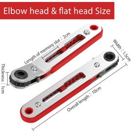 HENGBIRD 2Pcs Mini Ratchet Wrench Set 1/4 Inch Drive Ratcheting Screwdriver Wrenches Elbow Head & Flat Head High Torque Offset Reversible Drive Handle for 1/4-Inch Hex Shank Drill/Screwdriver Bits