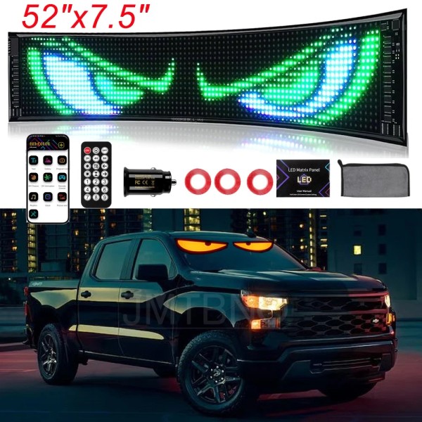 JMTBNO 52" Truck Windshield Devil LED Eyes Light APP Remote