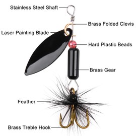 OROOTL Fishing Spinner Lures Kit Spinnerbait Spoon Lure Set Upgraded Spinning Bait Fishing Tackle Bag for Trout Pike Perch Bass Salmon Popular Gifts for Fishermen