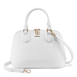 LOVEVOOK Purse for Women Small Crossbody Bags Classic Double Zip Top Handle Dome Satchel Bag, White