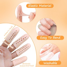Hongliang 16Pcs Gel Finger Cots with Air Holes,Breathable Protectors for Finger Tips - Ideal for Wound, Cracking,Writing & Housework,Multi - Scene Hand Care