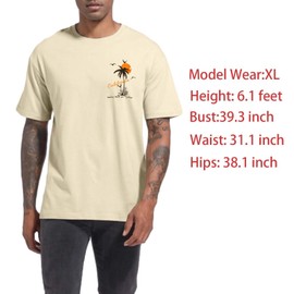 Tuislay Mens Graphic t-Shirts Casual Oversized Letter Print Beach Shirts Baggy Cotton Short Sleeve Tshirt Summer tee Top(Apricot,2XL,XX-Large)
