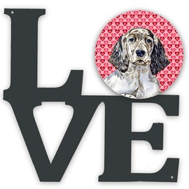 Caroline's Treasures English Setter Hearts Valentine's Day Portrait Metal Artwork Love Wall-Decor, Multicolor