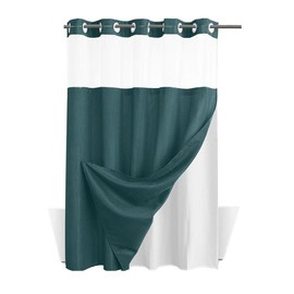 Waffle Pattern Shower Curtain, 1 Count Double Layer Waterproof Shower Curtain, Removable Shower Curtain with Snaps, Bathroom Supplies - Color: seaweed green, Specification: 72*75inch