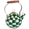 MACKENZIE-CHILDS Enamel Whistling Tea Kettle, Decorative Teapot, Green-and-White Emerald Check