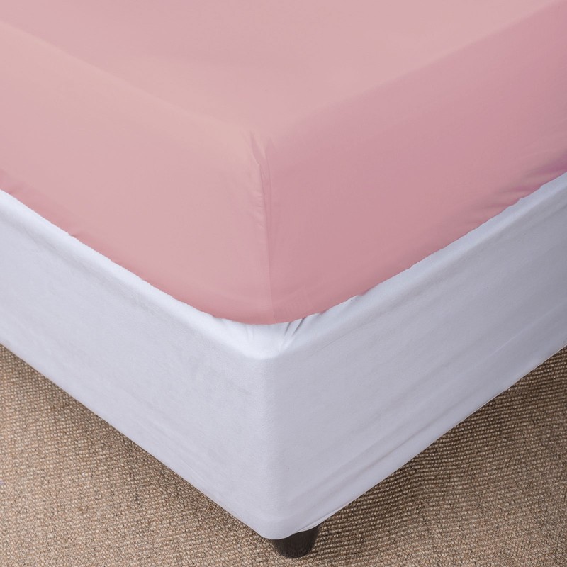 Just Contempo Plain Percale Fitted Sheet - King, Pink