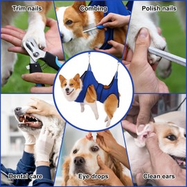 Kkiimatt Dog Pet Grooming Hammock, Dog Hanging Harness for Nail Clipping, Dog Nail Trimming Cutting Hammock, Dog Grooming Sling Holder for Dogs with Wide Strap Sewed (Max 100LB / XX-Large)