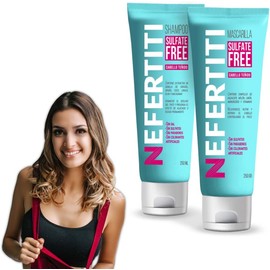 Kit Cabello Teñido Shampoo sin Parabenos + Mascarilla Sulfate Free de Nefertiti con Aceite de Argán, y Macadamia, Prolonga la Duración del Tinte, Alaciado y Permanente.