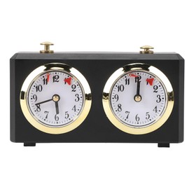 Analog Chess Clock Timer, Professional Wind Up Mechanical Chess Timer Multifunctional Portable Large Dials Vintage Count Up Down Timer for Chess Enthusiasts, Easy to Read (Black)