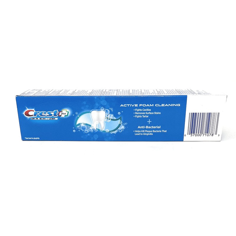 Crest Premium Plus Anti-Bacterial Toothpaste, Smooth Peppermint Flavor 7.0 oz
