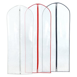 HANGERWORLD 6 Clear 60 Inch Showerproof Dress Suit Garment Clothes Covers with Coloured Trim